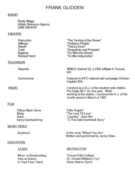 Glidden, Frank (resume)